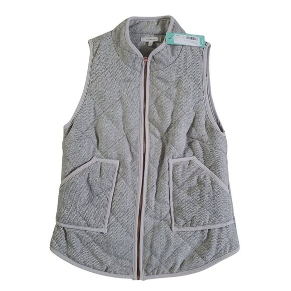 41 Hawthorn Quilted Vest Womens S Herringbone Gray Wool Blend Size S - Picture 1 of 7